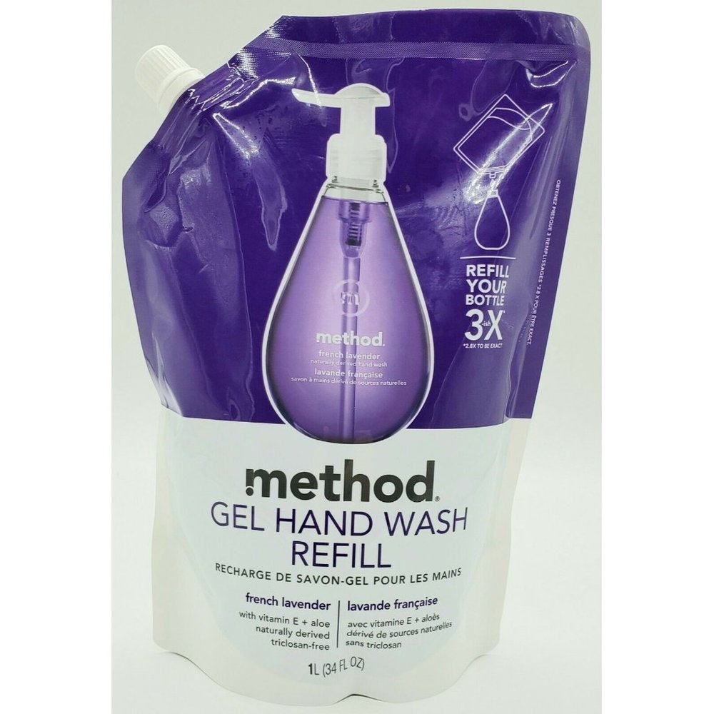Method Gel Hand Soap Wash Refill Naturally Derived French Lavender 34 OZ 1L